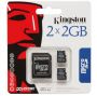 Карта памяти microSD (Trans-Flash) 2Gb+2Gb Kingston, Twin Pack with SD Adapter (SDC/2GB-2P1A)